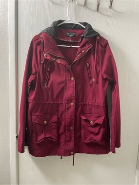 NWOT Eden Society Women's Hooded Utility Jacket in Burgundy